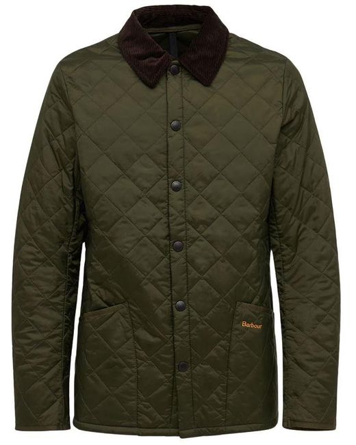 Barbour Green Collared Quilted Coat for men