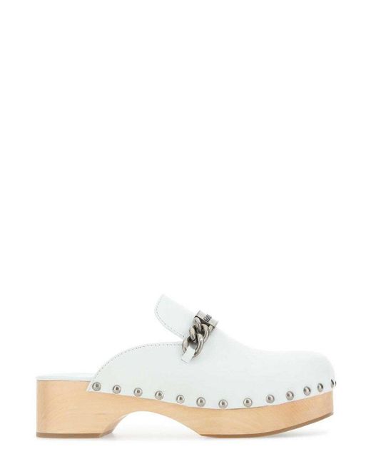 Miu Miu White Logo Plaque Slip-on Clogs