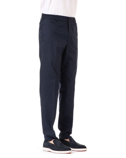 Tagliatore Blue Belt-looped Tapered-leg Trousers for men