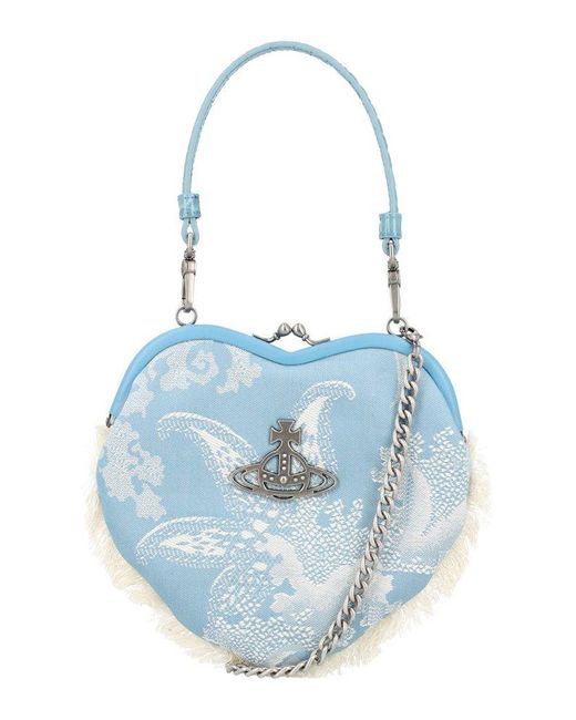 Vivienne Westwood Blue Belle Heart Frame Chain-linked Clutch Bag