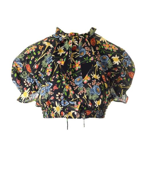 Vivienne Westwood Green Allover Floral Printed Cropped Top