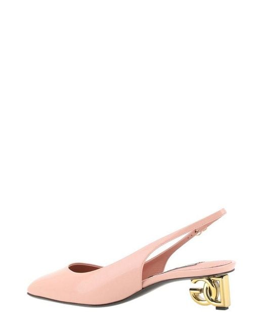Dolce & Gabbana Pink Square Toe Slingback Pumps