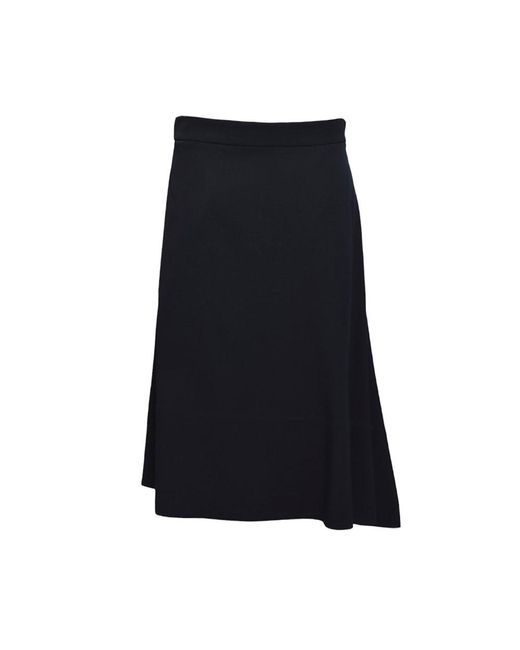 Jil Sander Black Wool Gabardine Asymmetric Skirt