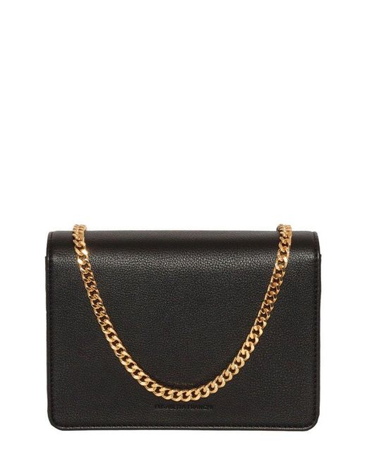 Elisabetta Franchi Black Groumette Chain Small Shoulder Bag