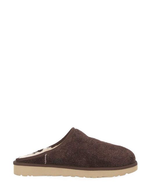 Ugg Brown Classic Slip-On Shaggy Slides for men