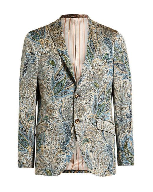 Etro Multicolor Paisley Printed Single-Breasted Blazer for men