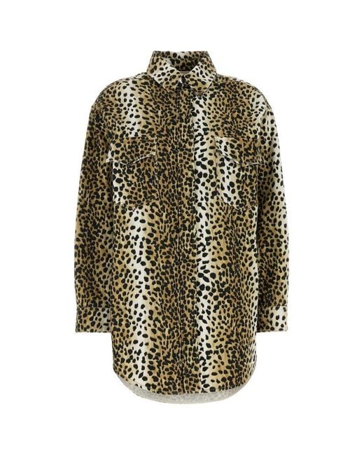 Blumarine Multicolor Leopard-Printed Long Sleeved Overshirt
