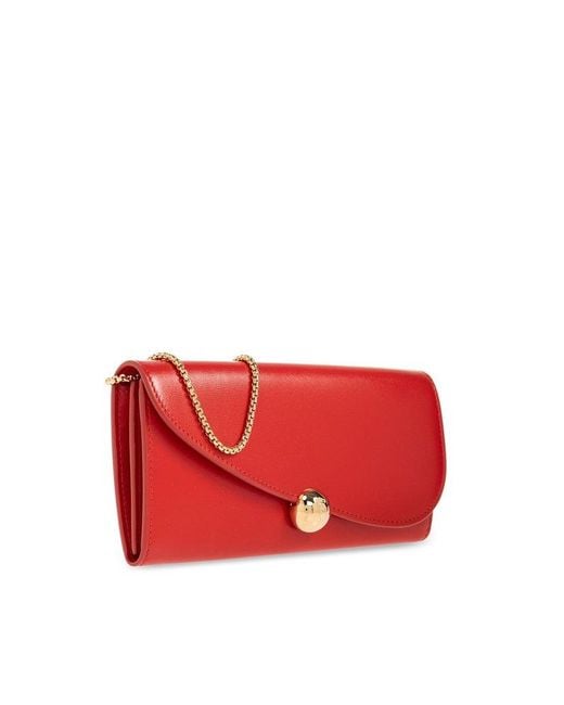 Ferragamo Red Foldover-top Chain-linked Shoulder Bag