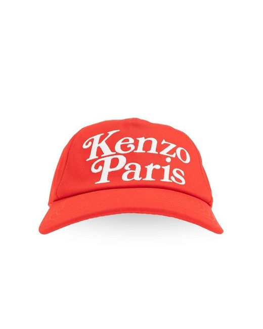 KENZO Red Baseball Cap With Logo,