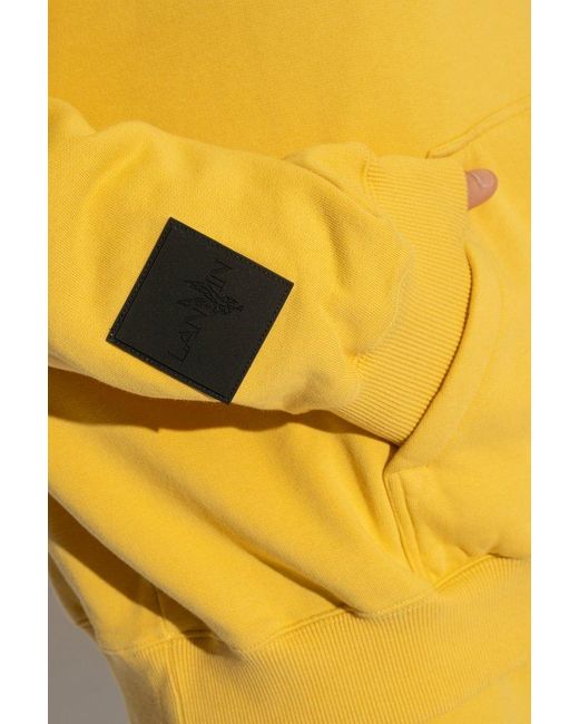 Lanvin Yellow X Future Logo Embroidered Drop-shoulder Hoodie for men
