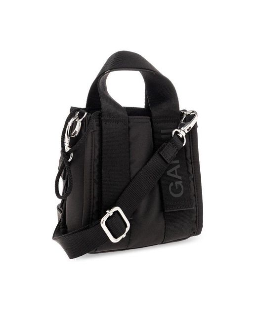 Ganni Black Shoulder Bag With Logo,