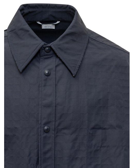 Thom Browne Blue Ripstop Armbands Oversized Shirt Jacket for men