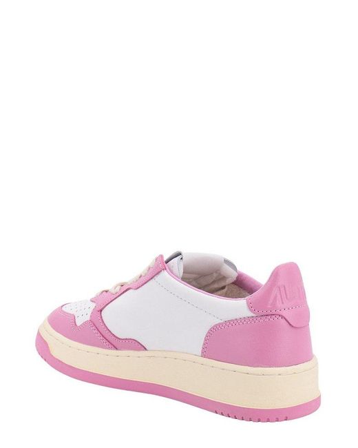 Autry Pink Medalist Lace-up Sneakers