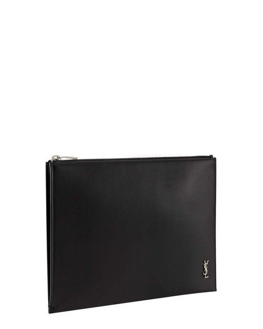 Saint Laurent Black Tiny Monogram Zip Tablet Holder for men
