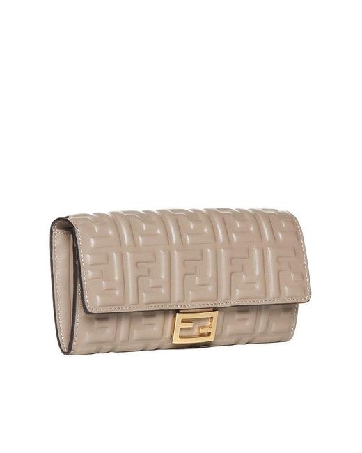 Fendi Natural Ff Motif Baguette Continental Chain-Linked Wallet