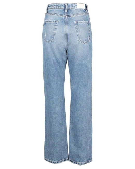 ICON DENIM Blue Straight-leg Distressed Jeans