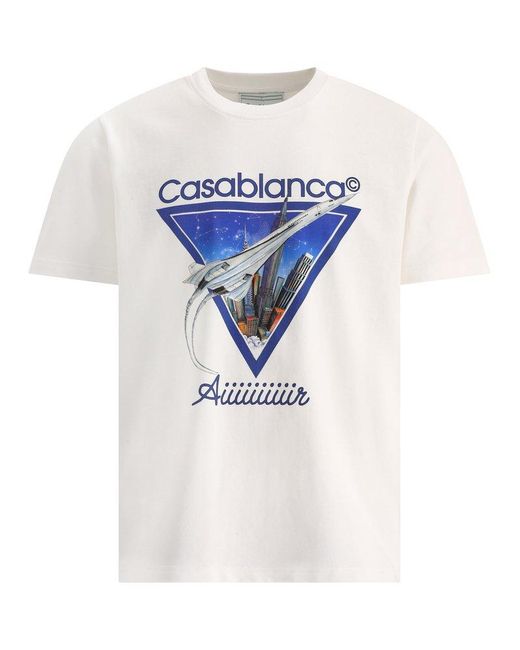 CASABLANCA Blue "aiiiiir" T-shirt for men