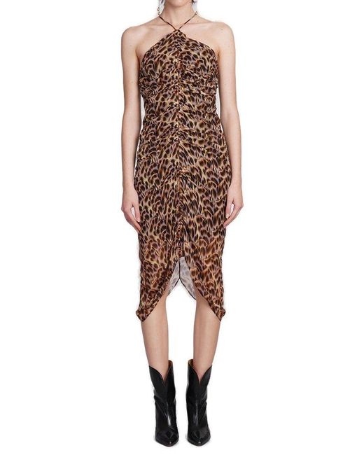 Isabel Marant Multicolor Leopard-printed Sleeveless Crepe Midi Dress