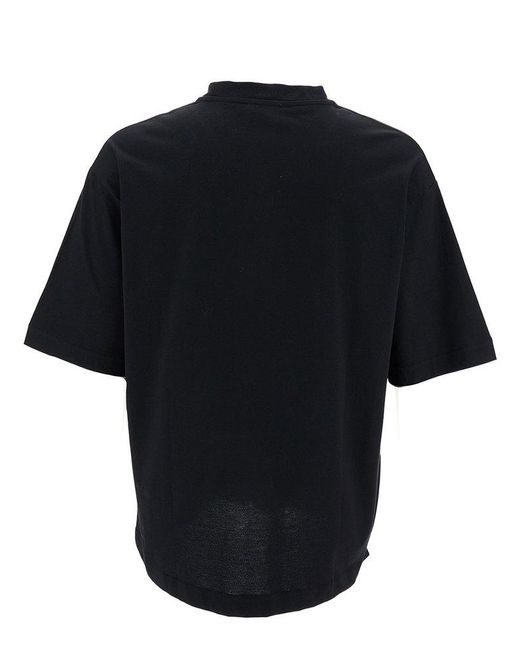 Off-White c/o Virgil Abloh Black Crewneck T-shirt With Tonal Embroidery In Cotton Man for men