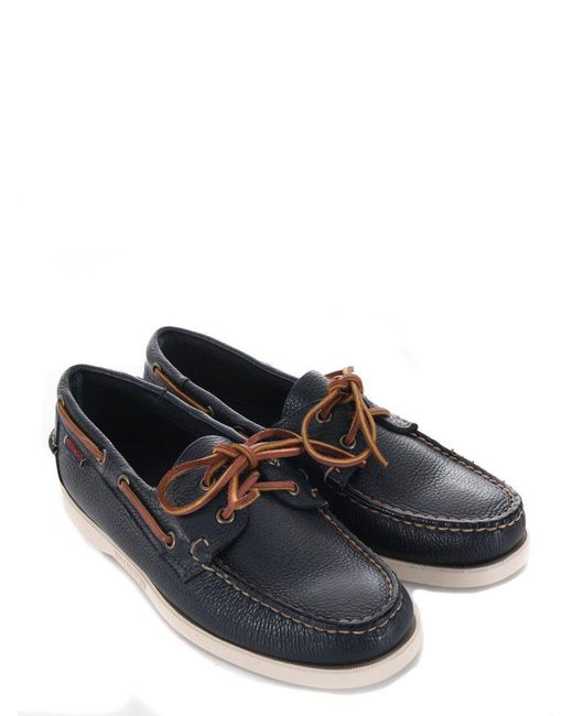 Sebago Blue Portland Martellato Lace-up Flat Shoes for men