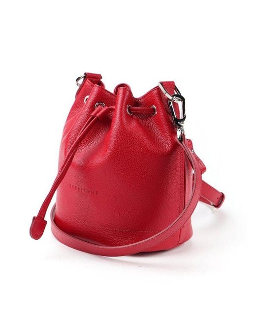 Longchamp Red Le Foulonné Small Bucket Bag