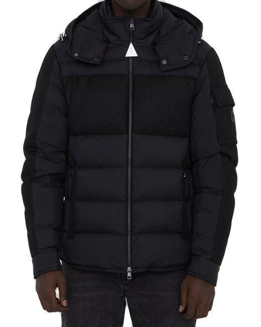 Moncler Black Detachable Hood Nylon-Wool Down Jacket for men