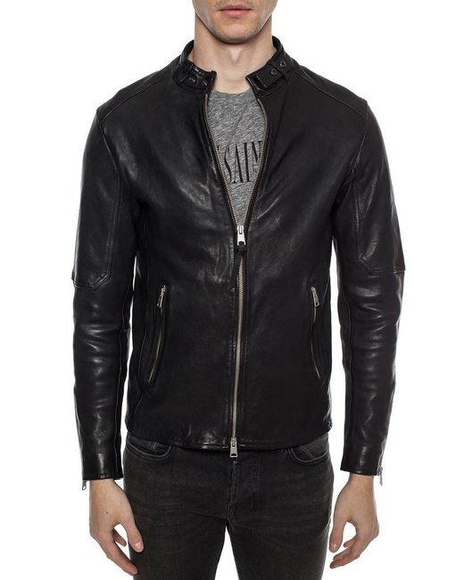 AllSaints Black Timeless Biker Jacket for men