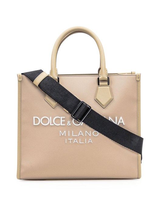Dolce & Gabbana Natural Logo Printed Top Handle Tote Bag for men