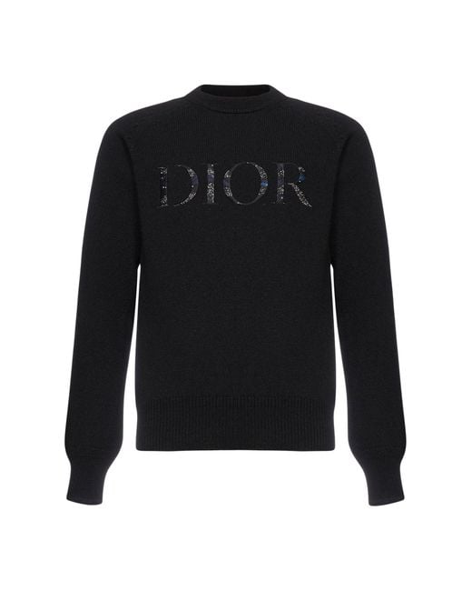 Dior Black X Peter Doig Embroidered Knitted Sweater for men