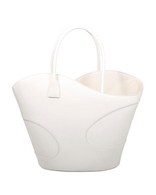 Ferragamo White Cut-out Detailed Tote Bag