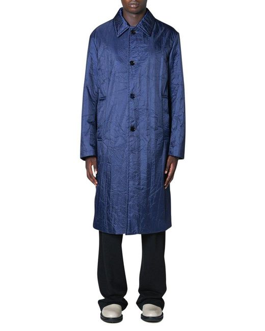 Dries Van Noten Blue Rankle Single-breasted Coat for men
