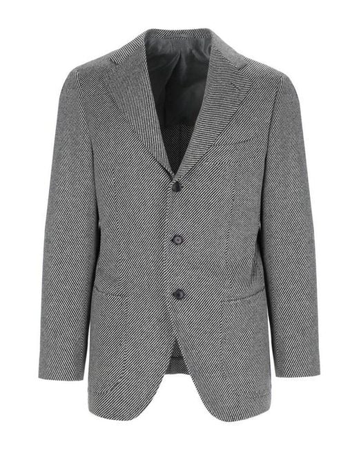 Cesare Attolini Gray Striped Blazer Jacket for men