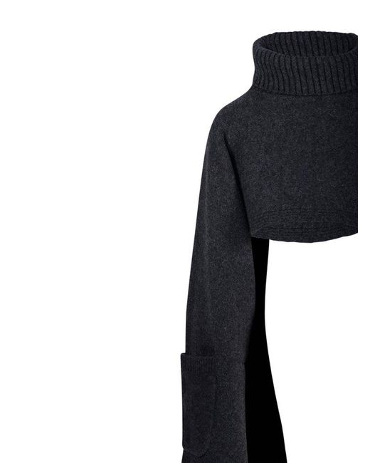 Sandbeige Blue Cropped Turtleneck Sweater