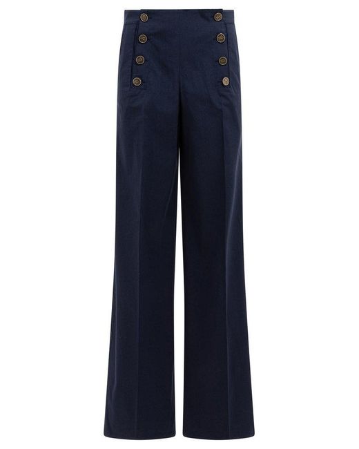 パンツ Etro Blue Cotton Straight Trousers With Buttons Etro Cotton Trousers For in Blue | Lyst