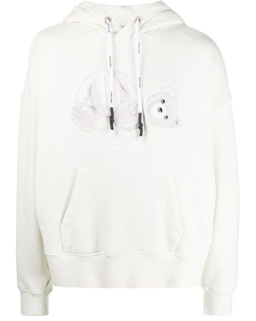 Palm Angels White Ice-bear Print Cotton-jersey Hoody for men