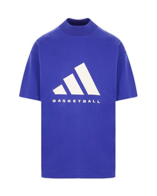 Adidas Blue Logo Printed Basketball T-shirt