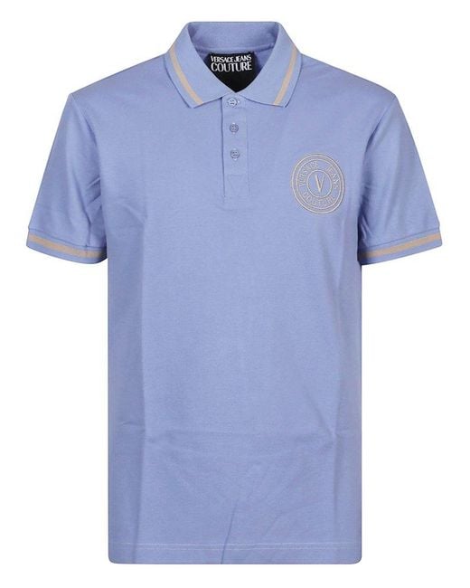 Versace Blue Short Sleeve Polo Shirt for men