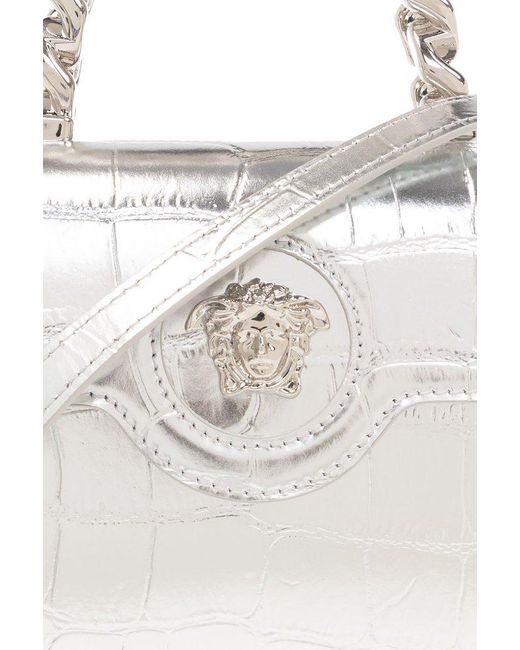 Versace White Mini -colored Handbag With Medusa Head Detail In Laminated Leather Woman