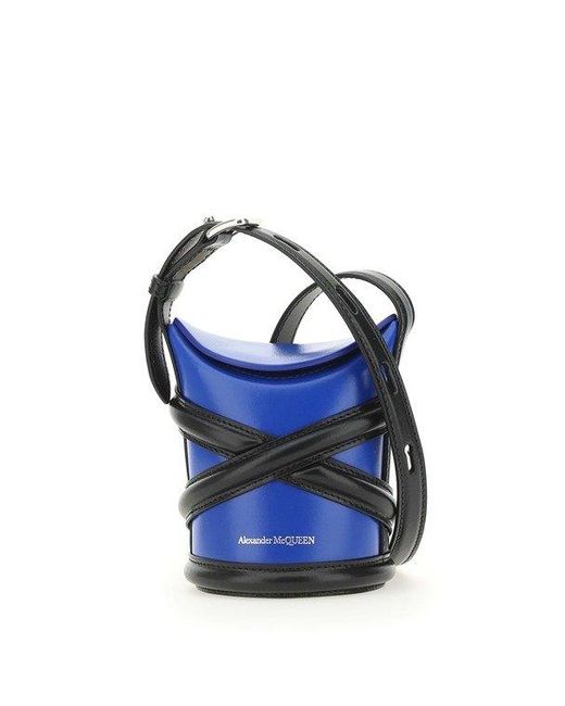 Alexander McQueen Blue The Curve Micro Bucket Crossbody Bag
