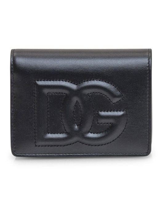 Dolce & Gabbana Black Calfskin Wallet With Dg Logo