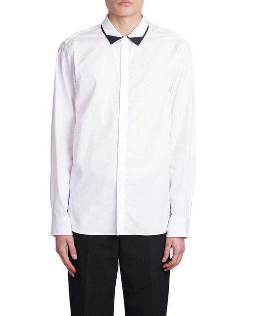 Neil Barrett White Contrasting-collar Long-sleeved Shirt for men