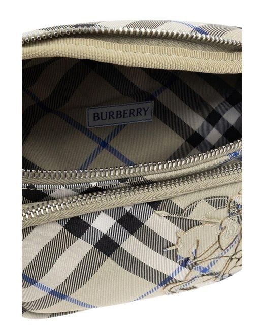 Burberry Gray Ekd Motif Checked Belt Bag for men