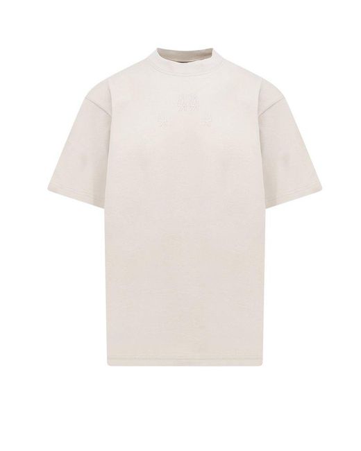 44 Label Group White Logo Printed Crewneck T-shirt for men