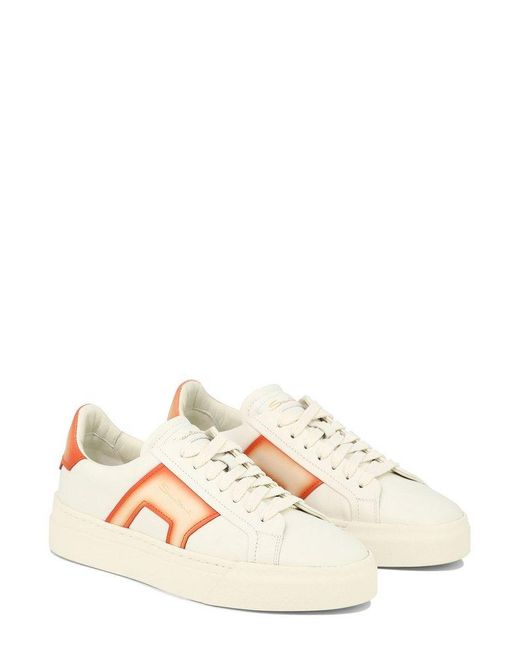Santoni Pink Double Buckle Low-Top Sneakers