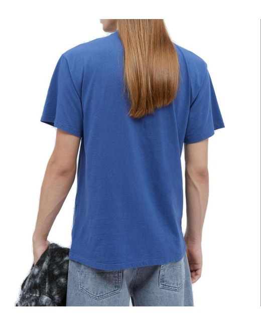 Aries Blue Crewneck Short-sleeved T-shirt for men