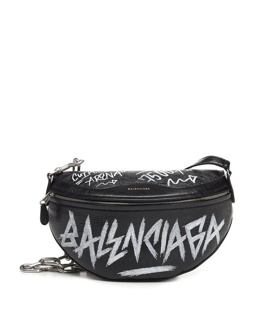 Balenciaga Black Souvenir Xs Graffiti Belt Bag