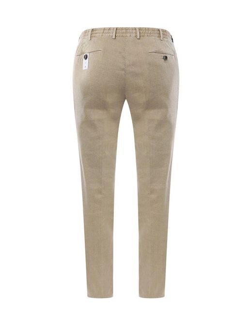PT Torino Natural Pressed-crease Elastic Waist Trousers for men