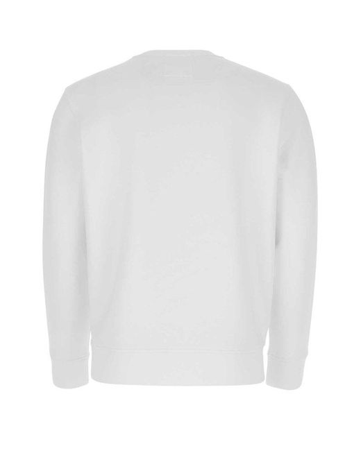 Emporio Armani White Logo Patch Crewneck Sweatshirt for men