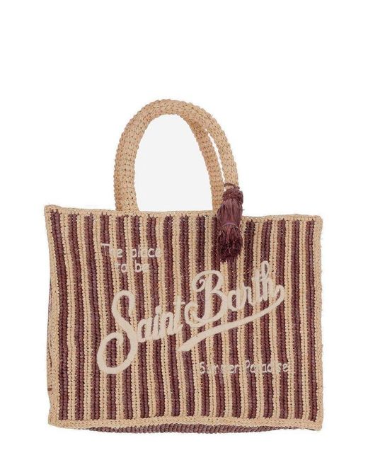 Mc2 Saint Barth Brown Colette Striped Handbag