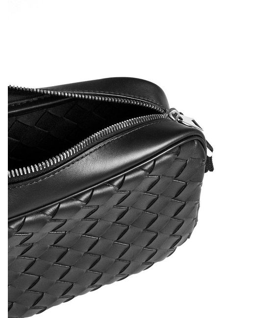Bottega Veneta Black Intrecciato Leather Camera Bag for men